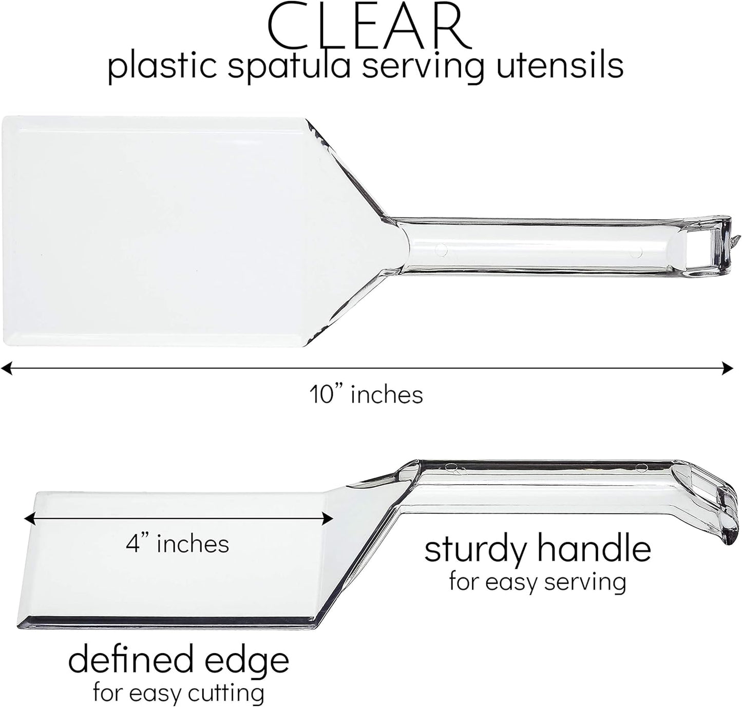 Plasticpro Disposable Plastic Serving Spatula Durable Heavy Duty Premium Serving Utensils Clear Pack of 4