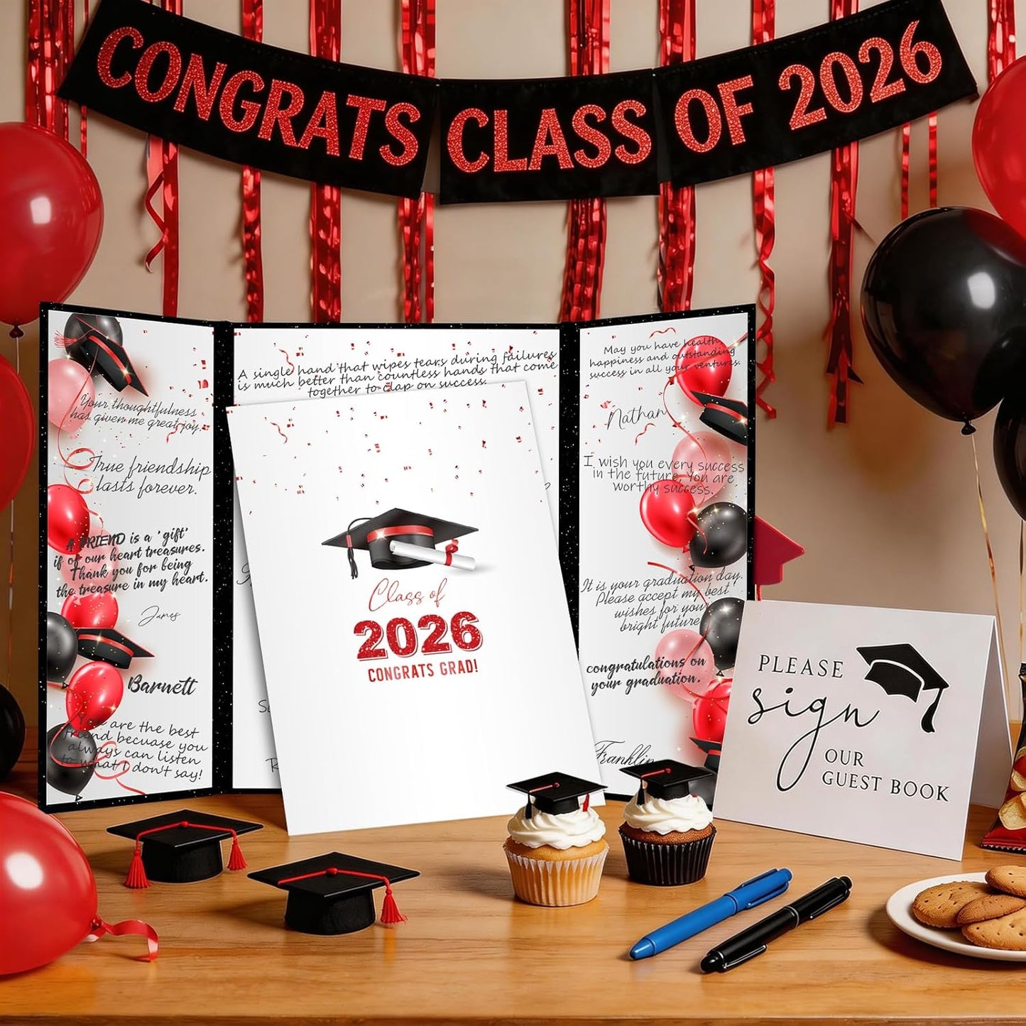kockuu 2026 Graduation Guest Book Signature Board, Pink Class of 2026 Graduation Sign in Book to Sign Decor for Grad Party High School College Grad Gifts