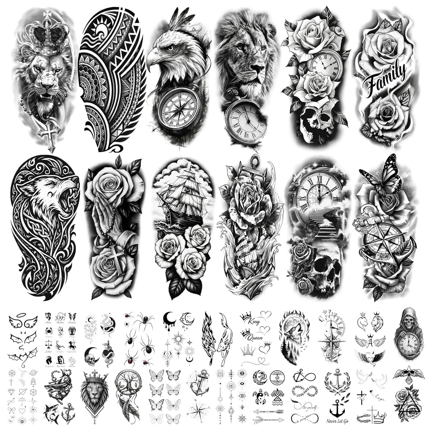 Glow in the Dark Tattoos 256+ PCS – Luminous Party Supplies Neon Body Paint UV Face Temporary Tattoos for Adults Teens, 32 Sheets Neon Accessories Carnival Raves Party Favors & Decorations