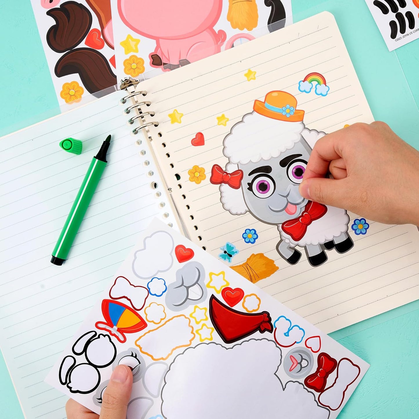 JOYIN 24 Sheets 9"x6" Make a face Stickers for Kids, Make Your Own Stickers with Unicorn, Dinosaur, Sea and Safari Animals, Party Favors Kids Crafts, Goodie Bags Stuffers Classroom Activities