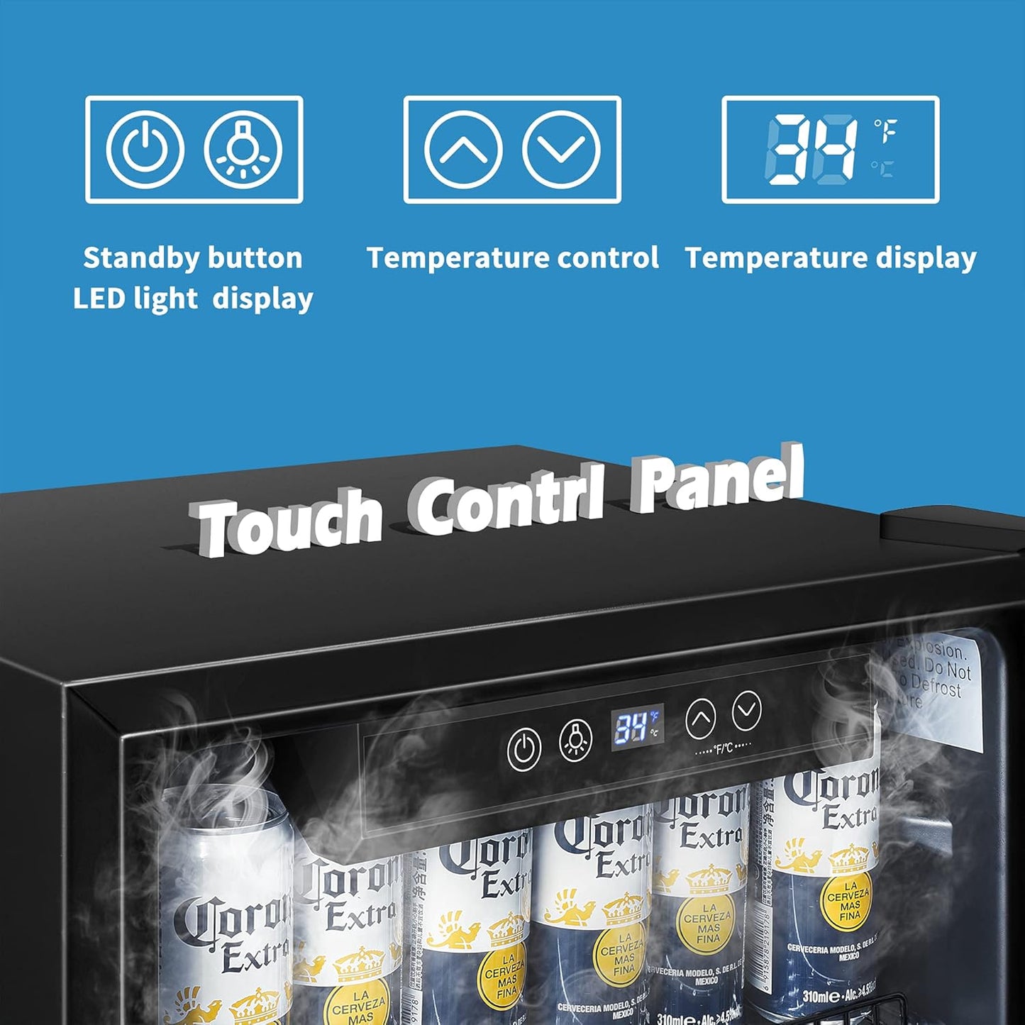 EUHOMY 4.5 Cu.ft Beverage Refrigerator and Cooler, 145 Can Mini fridge with Glass Door for Soda Beer Wine, Small Drink Dispenser with Digital Adjustable Thermostat for Home Office Bar