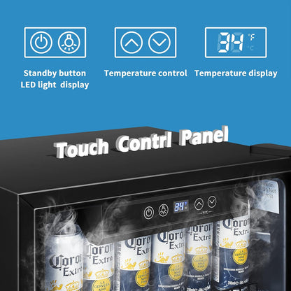 EUHOMY 4.5 Cu.ft Beverage Refrigerator and Cooler, 145 Can Mini fridge with Glass Door for Soda Beer Wine, Small Drink Dispenser with Digital Adjustable Thermostat for Home Office Bar