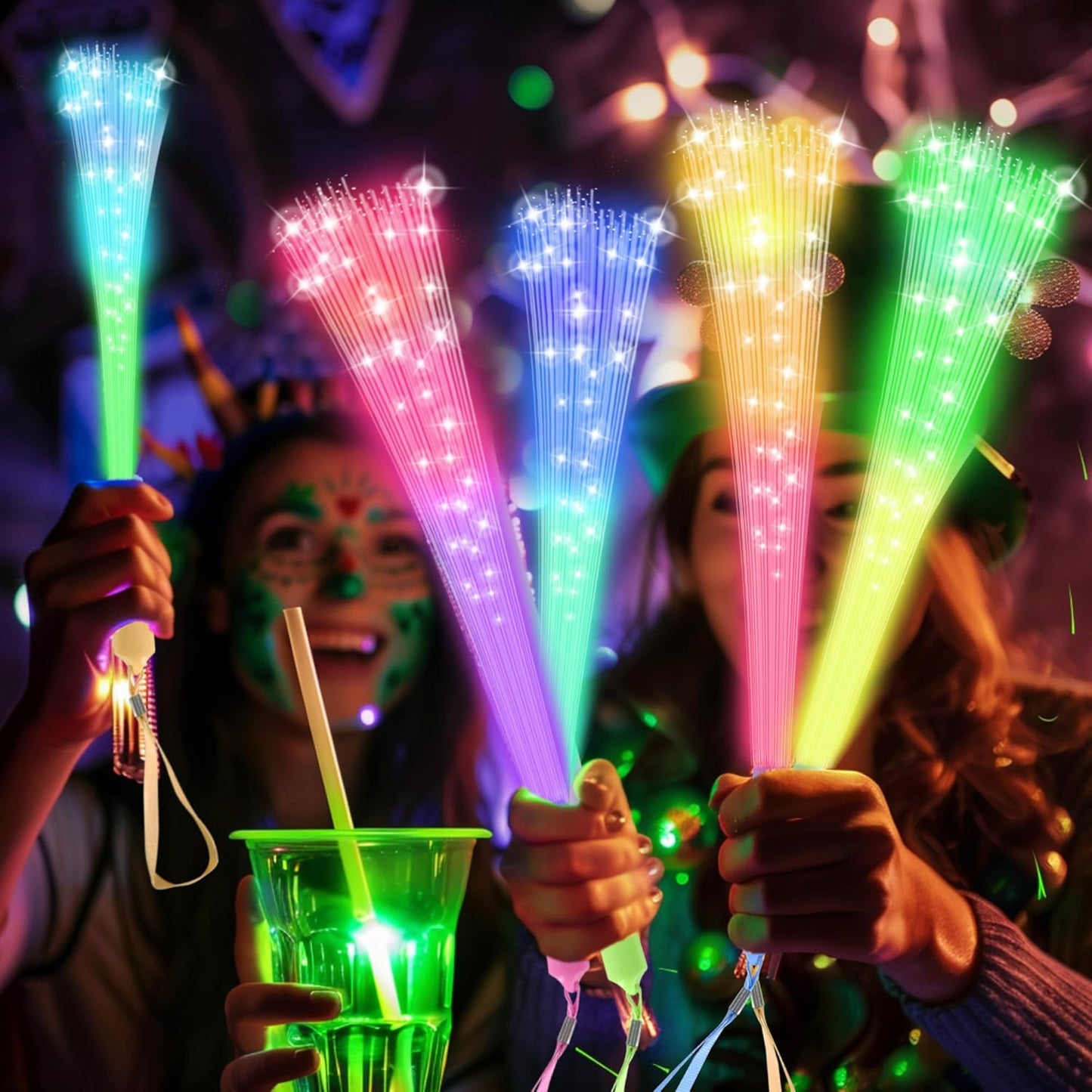 24 PCS Fiber Optic Wand,Glow Fiber Optic Wands,Glow in The Dark Party,Glow Wands led Light up Party Favors for Wedding,neon Party,New Year Party Favors,Halloween,Christmas,Bar DJ