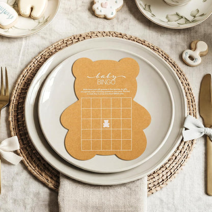 50 Pcs Bear Baby Shower Games Baby Bingo Cards Game for New Parents Girl or Boy Fun Games Gender Neutral Activity Kraft Paper Cards