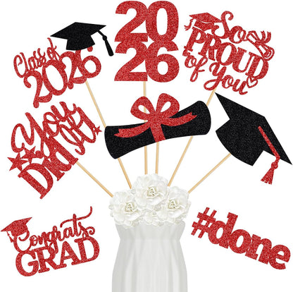 24Pcs 2026 Graduation Table Centerpieces Gold, Graduation Centerpieces for Tables 2026 Gold Class of 2026 Graduation Centerpiece Sticks for 2026 Graduation Party Table Decorations Gold