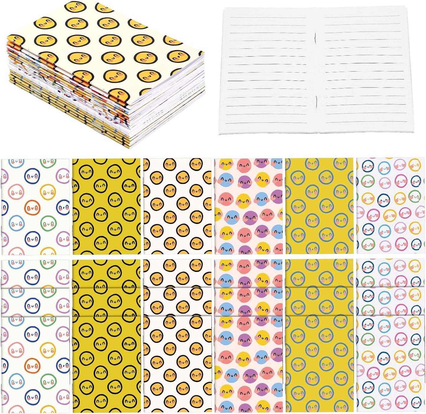 Sinload 24 Pcs Mini Notebooks Bulk Smile Face Theme Party Favors End of Year Gifts from Teacher Small Pocket Notepad Mini Notebook Fun Gifts for Adults Preppy Birthday Party Supplies 3.35 x 4.72 Inch