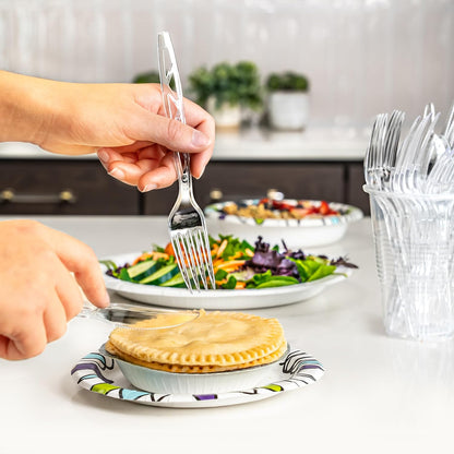 Amazon Basics Disposable Clear Plastic Cutlery, Premium Quality, BPA-Free, Sturdy, 48 Count Combo Pack: 16 Forks, 16 Spoons and 16 Knives