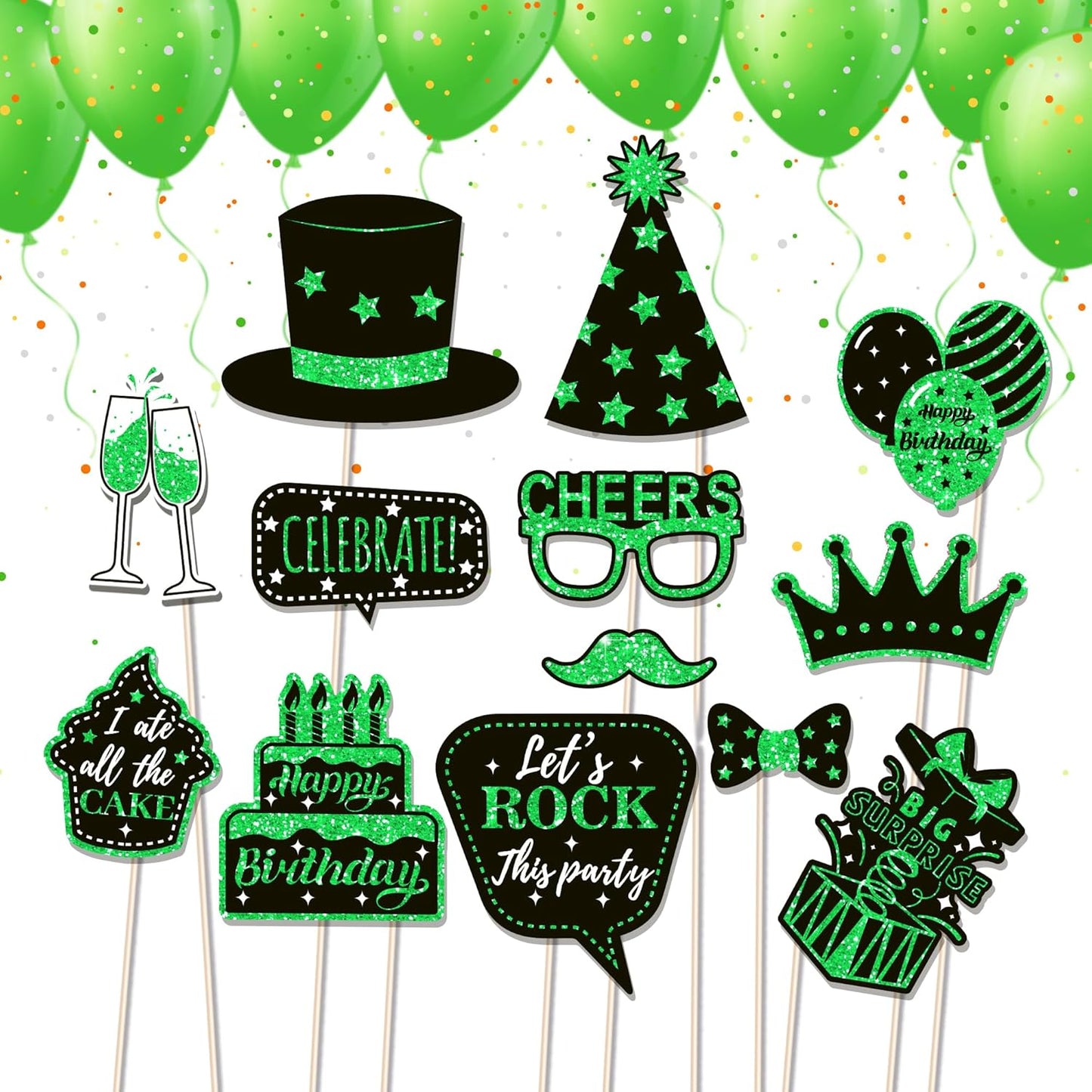36 PCS Birthday Photo Booth Props Party Supplies Holiday Picture Decorations Photo Booth Props for Birthday Party Favors Pose Sign Kit Fun for Party (Purple and Black)