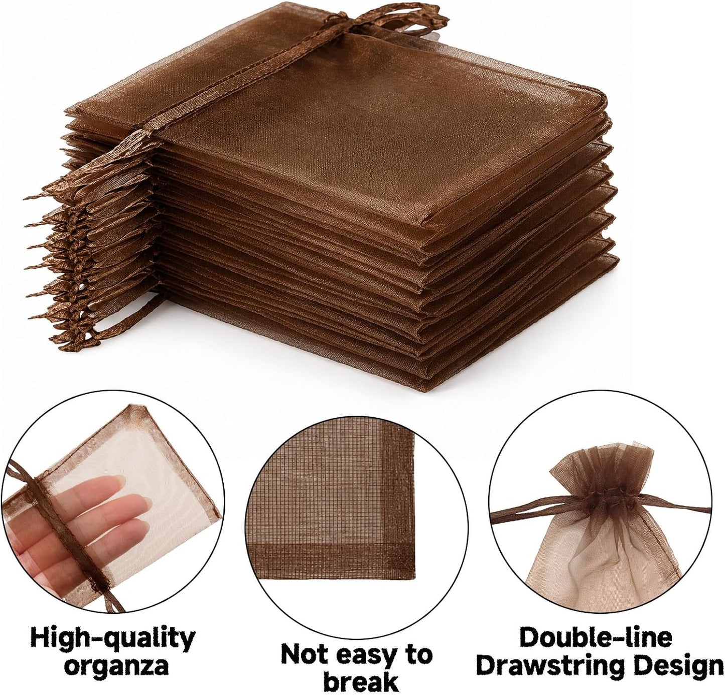 joycraft 50Pcs Organza Bags, 2x3 inch Gift Favor Bags, White Wedding Favor Bags, Jewelry Pouches with Drawstring, Mesh Bags Drawstring for Jewelry, Festival, Makeup, Candy, Desserts