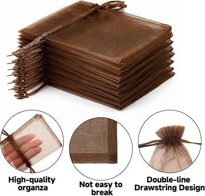 joycraft 50Pcs Organza Bags, 2x3 inch Gift Favor Bags, White Wedding Favor Bags, Jewelry Pouches with Drawstring, Mesh Bags Drawstring for Jewelry, Festival, Makeup, Candy, Desserts