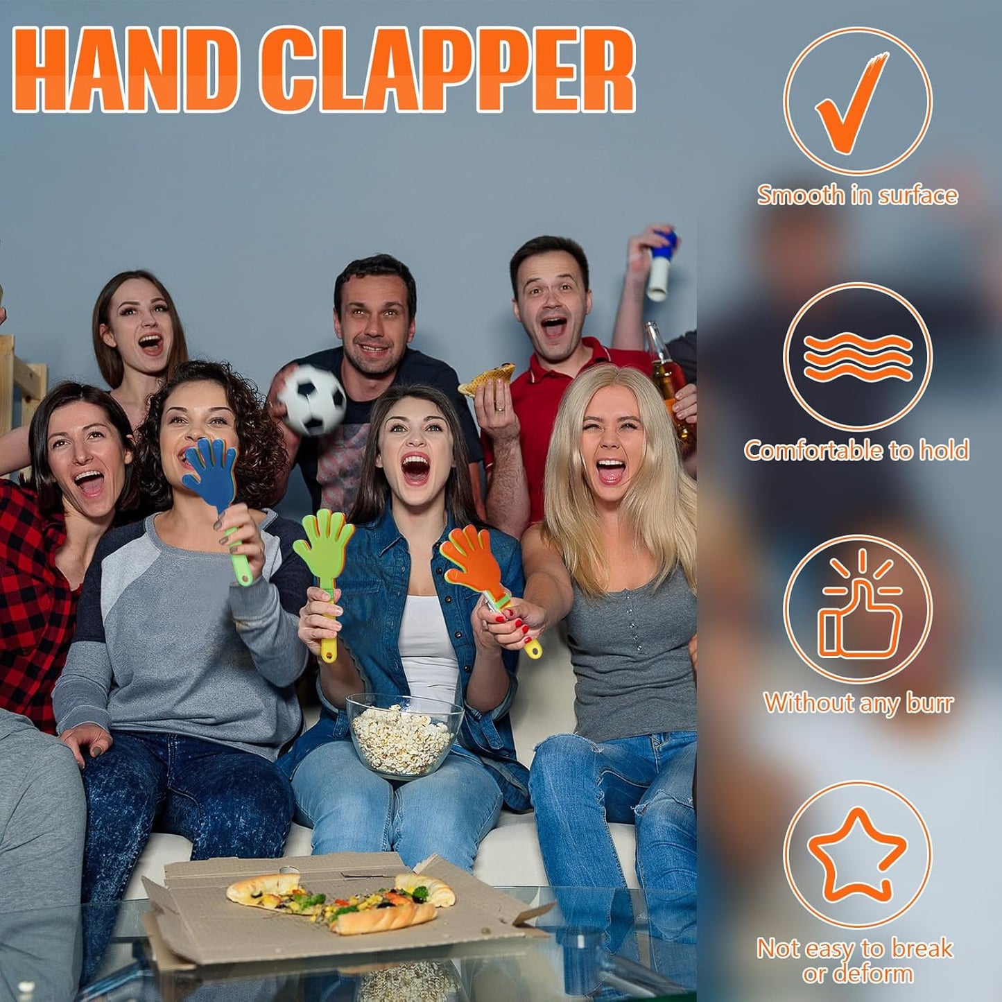 120 Pcs Colorful Hand Clappers 7.5 Inch Clappers Noisemakers Noise Makers Party Favors Plastic Clapper Sporting Events Cheers Ball Dance Basketball Football Noisemakers （Colorful）