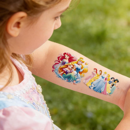 60 Pcs Princess Temporary Tattoos Birthday Themed Party Supplies Decoration Favors Cartoon Cute Sticker for Kids Girls Home Activity Class Prizes Carnival Christmas Rewards (60, princess)