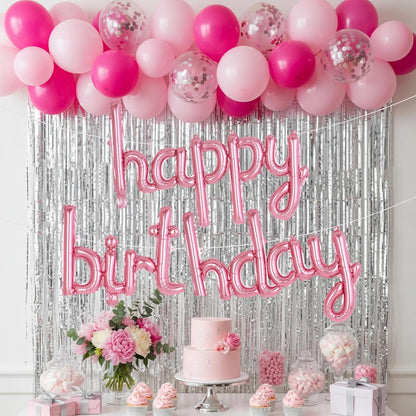 Happy Birthday Balloons Banner Foil Letters Balloons Connected, Personalized Birthday Signs for Women Men Boys Girls Birthday Party Decorations, Small Gold