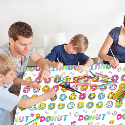 Giant Construction Party Coloring Tablecloth for Kids - Huge Construction Theme Table Cover Large Dump Truck Vehicle Painting Poster for Children Birthday Party Supplies 54x108 Inch