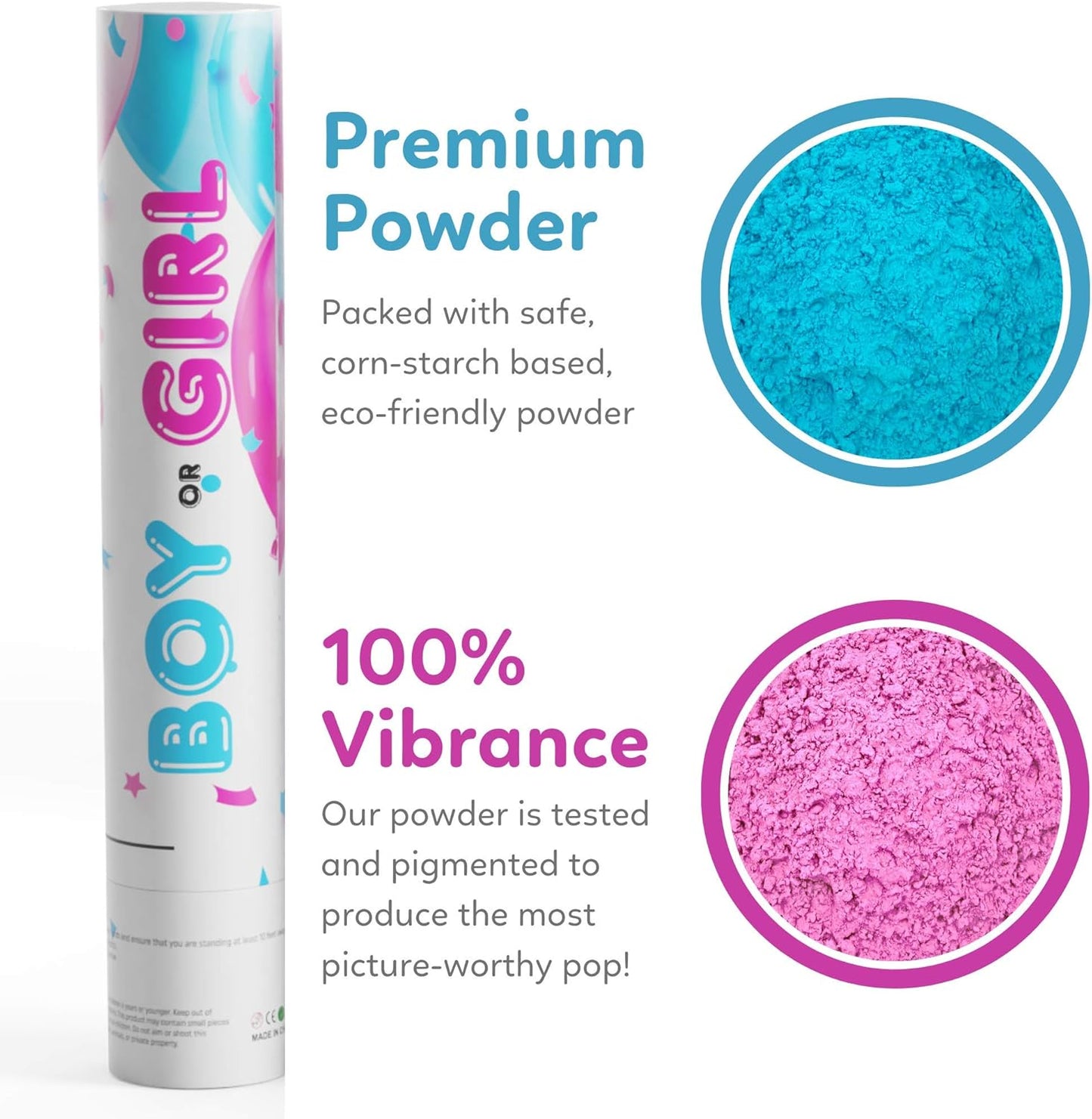Gender Reveal Powder Smoke Bombs Cannon Poppers | 3 Pink & 3 Blue Poppers | Biodegradable | Alternative to Gender Reveal Smoke Bombs Extinguisher | Gender Reveal Party Decorations | TUR Party Supplies