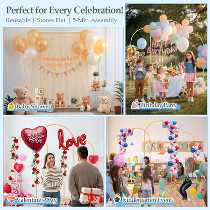Wedding Arch Backdrop Stand, 6FT, 5FT, 4FT Set of 3 Metal Gold Balloon Arch kit Stand for Ceremony Baby Shower Birthday Bridal Party Event Background Decoration, Garden Climbing Plant Fram