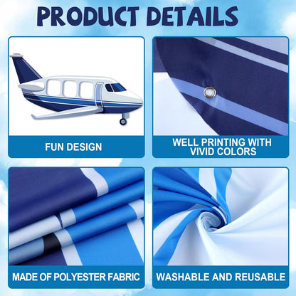 Airplane Shaped Photo Prop Selfie Frame Airplane Birthday Decoration Large Fabric Aircraft Backdrop Banner 98x53in Plane Themed Photo Booth Prop Background for Kids Baby Shower Birthday Party Supplies