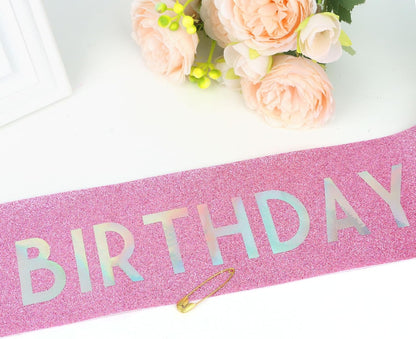 It's My Birthday Sash Black Glitter Sash with Hot Pink Foil Happy Birthday Decorations for Women Girls Men Boys Black Party Decorations