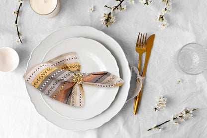 ACCENTHOME Natural Cotton Linen Napkin Set of 12 18x18 inch Dinner Napkins - Washable Soft Premium Hotel Quality Reusable Hemmed Edges Napkins Perfect Table Linens for Family Dinners, Weddings