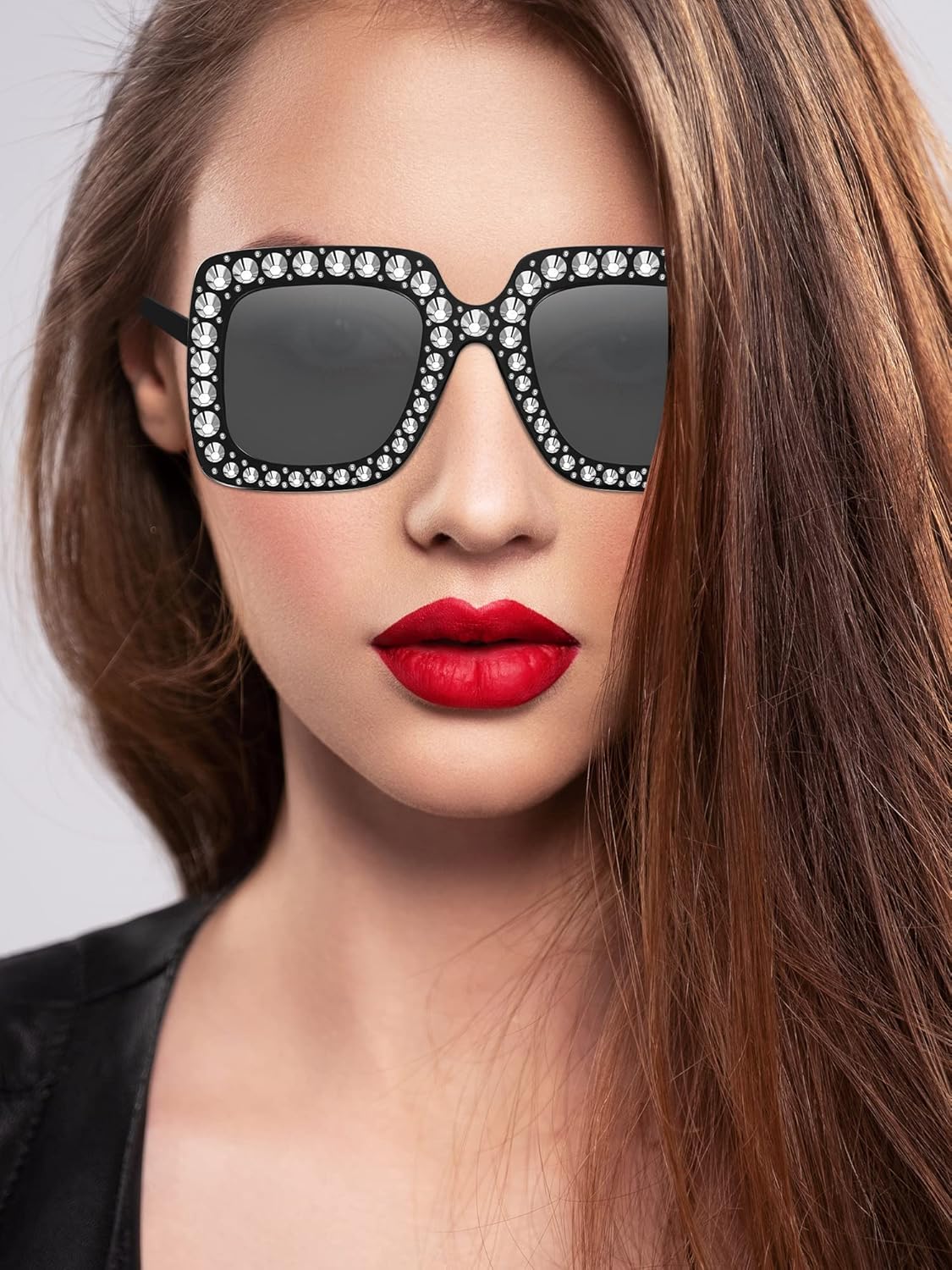 Flutesan 12 Pairs Women Disco Sunglasses Crystal Oversized Sunglasses 70s Rhinestone Diamond Retro Glasses for Rave Festival