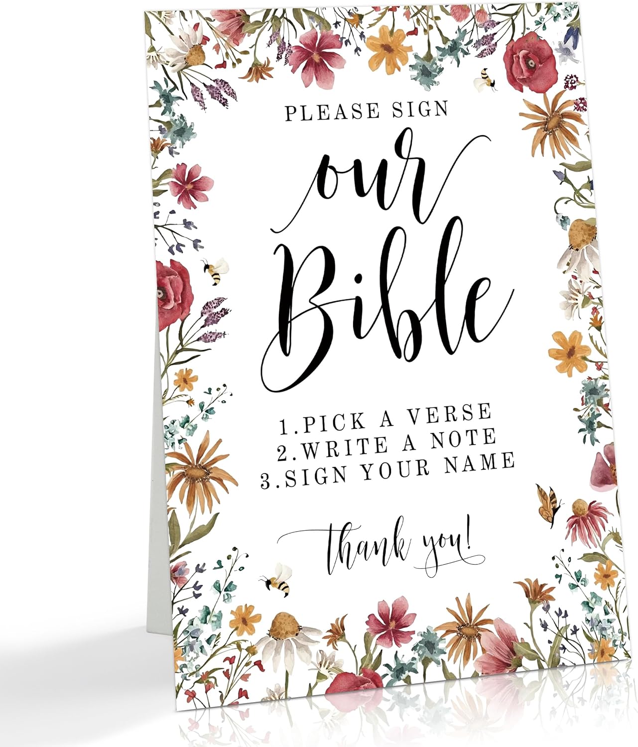 Wild Flower Audio Guest Book Sign, Baby in Bloom Love is in Bloom Decorations, Bridal Shower Baby Shower Wedding Signs for Reception, Floral Party Table Decor, 8 x 11 Inch