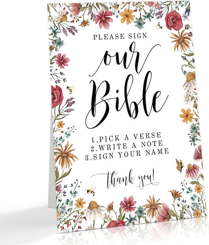 Wild Flower Audio Guest Book Sign, Baby in Bloom Love is in Bloom Decorations, Bridal Shower Baby Shower Wedding Signs for Reception, Floral Party Table Decor, 8 x 11 Inch