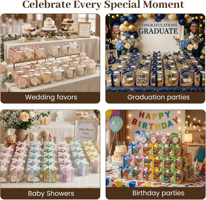 VGOODALL 100 Pcs Clear Favor Boxes, 2x2x2 Inch Small Transparent Cube Gift Boxes for Candy, Macarons, Jewelry, Wedding, Birthday, Baby Shower Party Favors