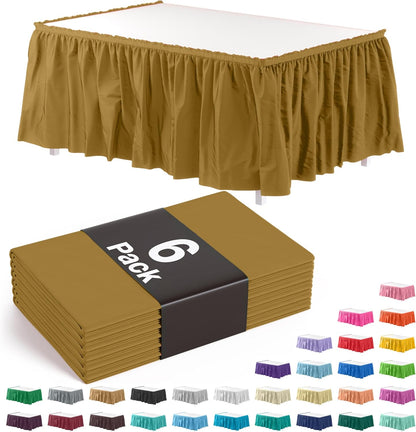 Exquisite Ruffle Table Skirt Pink 6 Pack 14 Ft Long Table Skirts for Rectangle Tables 6ft Plus or Round Tables Skirts with Adhesive Strip for Gender Reveal Decor & Happy Birthday Parties