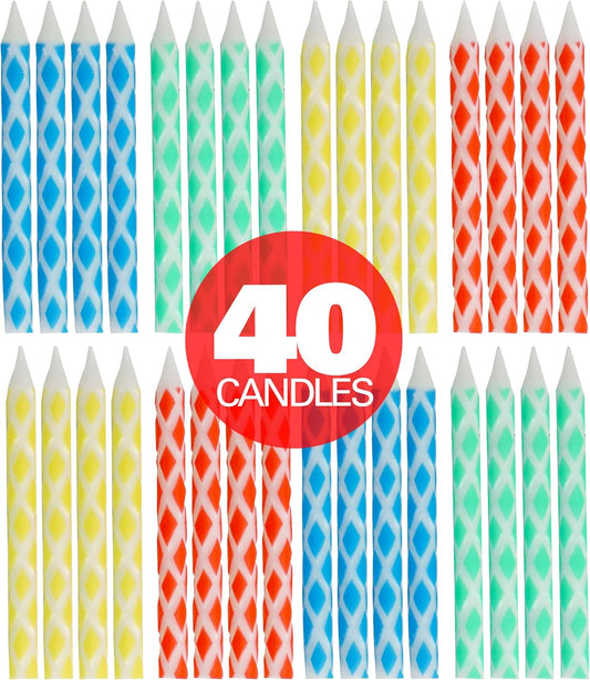 72-Count Birthday Candles Multicolored Spiral, Birthday Candles for Cake, Cupcake Candles, Party Celebration