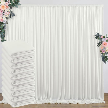 10 ft x 10 ft Wrinkle Free White Backdrop Curtains for Wedding Parties, Polyester Photography Backdrop Drapes for Birthday Parties Stage Backdrop Stand, 2 Panels 5x10FT Background Curtains