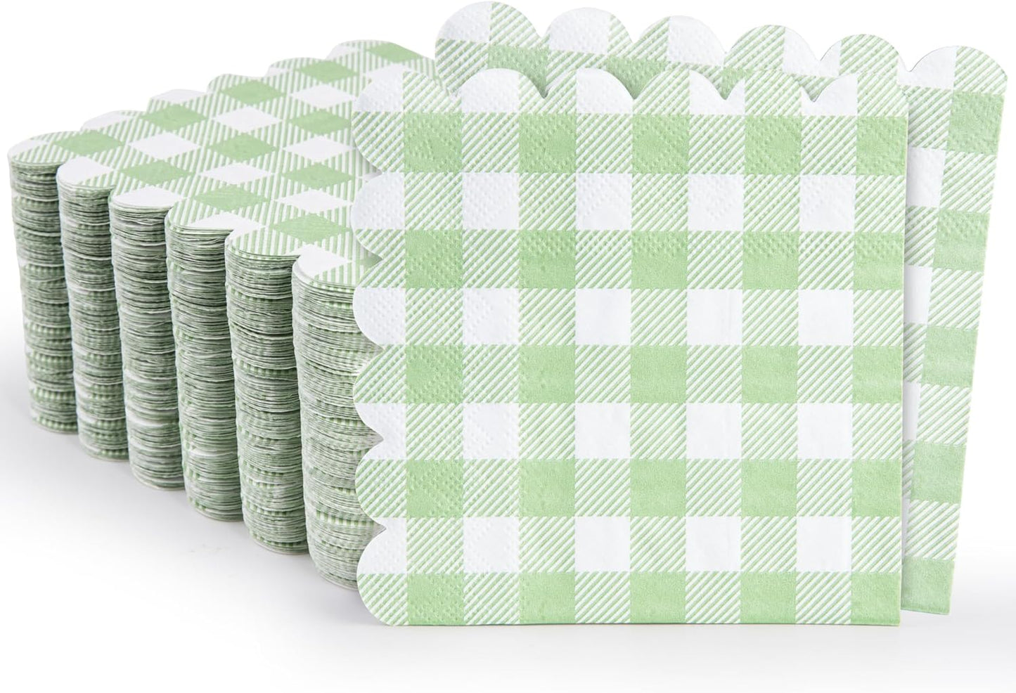 100 Pcs Striped Pastel Napkins, 5 x 5 Inches Scalloped Napkins, Disposable Cocktail Napkins for Pastel Summer Party Birthday Wedding Decor