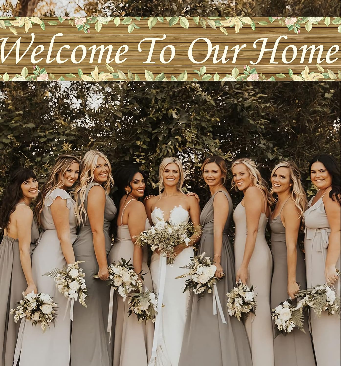 Welcome to Our Home Large Banner, New Home Lawn Decor, Rustic Welcome Home Porch Sign, Housewarming Gift, Indoor Outdoor Backdrop 8.9 x 1.6 Feet