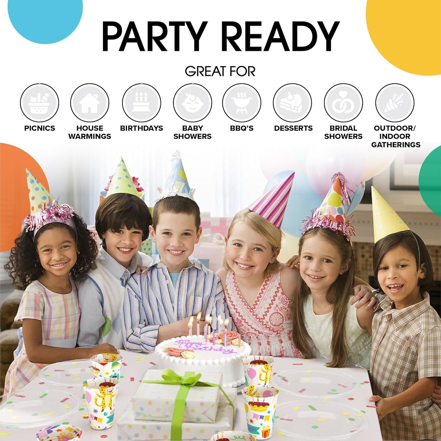 Party Solids Black Plastic Plates For Party 10" Black Disposable Plates For Party Supplies 100 Pcs Plastic Dinnerware Sets Heavy Duty 350 GSM Disposable Dinnerware Set
