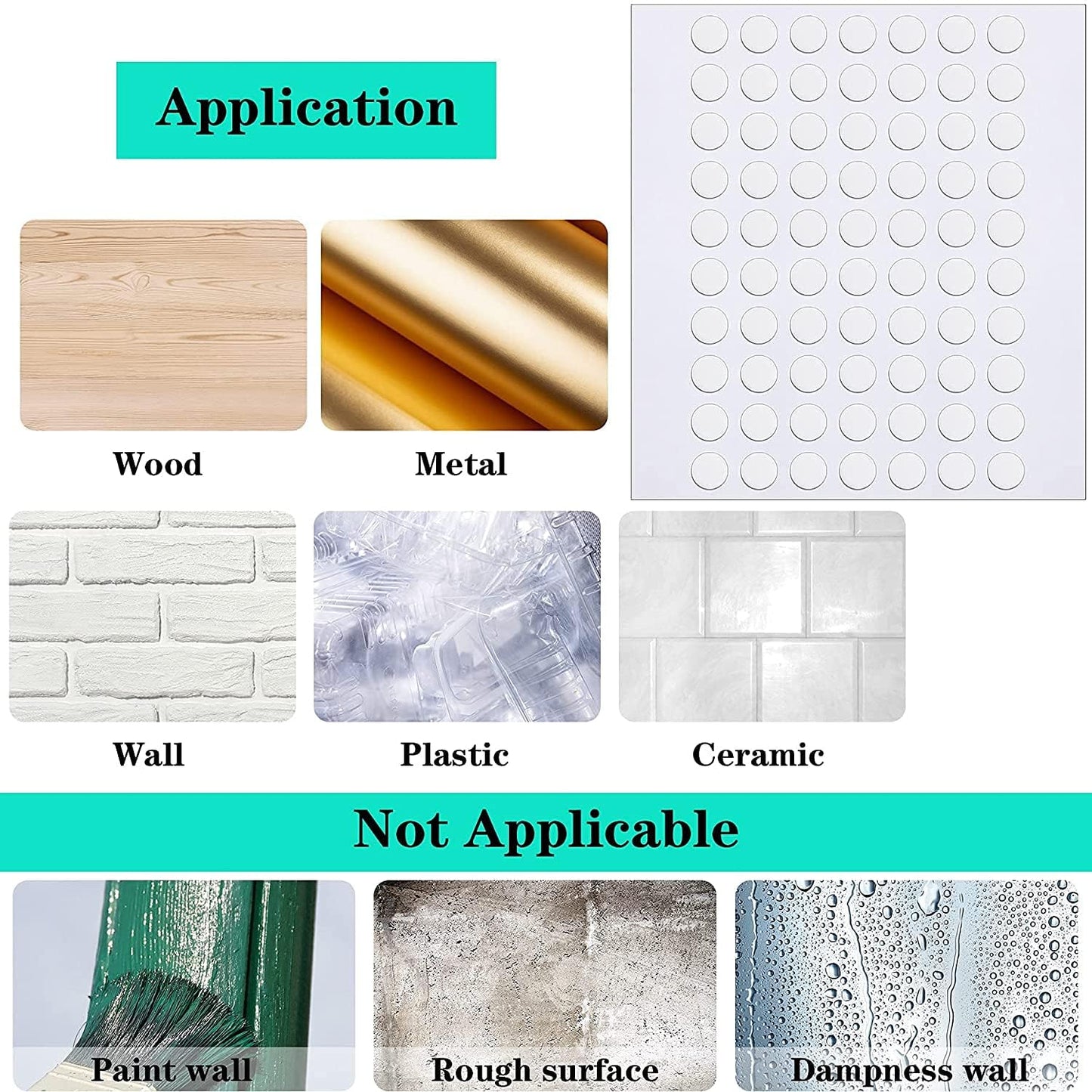 JANYUN 140 Pieces Adhesive Dots,Removable Round Putty Clear Tack No Trace Small Tape Stickers for Wall Hanging Festival Poster Office Party Decoration Picture Crafts