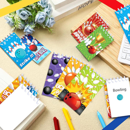 24 Pcs Bowling Mini Notepads Sports Party Favors Goodie Bag Stuffers Notepads Spiral Mini Notebooks for Teens Teacher Classroom Reward