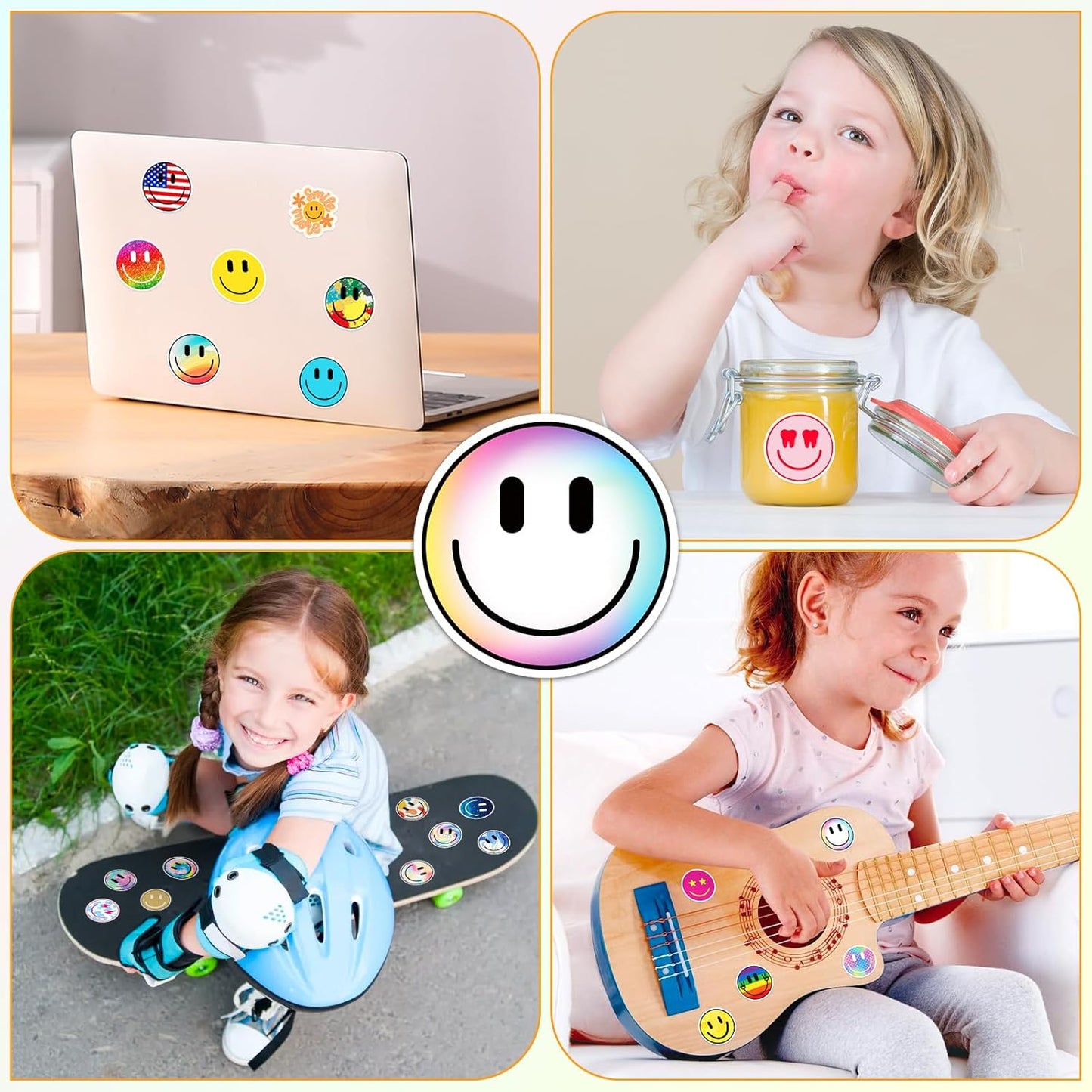 50PCS Smiling Stickers, Cute Water Bottle Stickers for Kids, for Teaching Rewards, Notebooks, Stationery, Luggage, Cartoon PVC Happy Stickers
