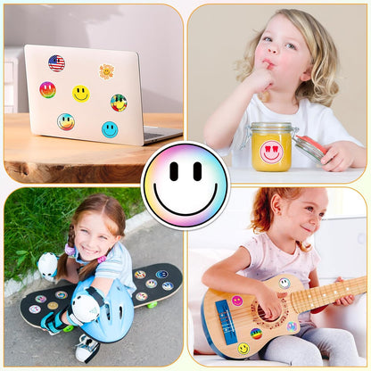 50PCS Smiling Stickers, Cute Water Bottle Stickers for Kids, for Teaching Rewards, Notebooks, Stationery, Luggage, Cartoon PVC Happy Stickers