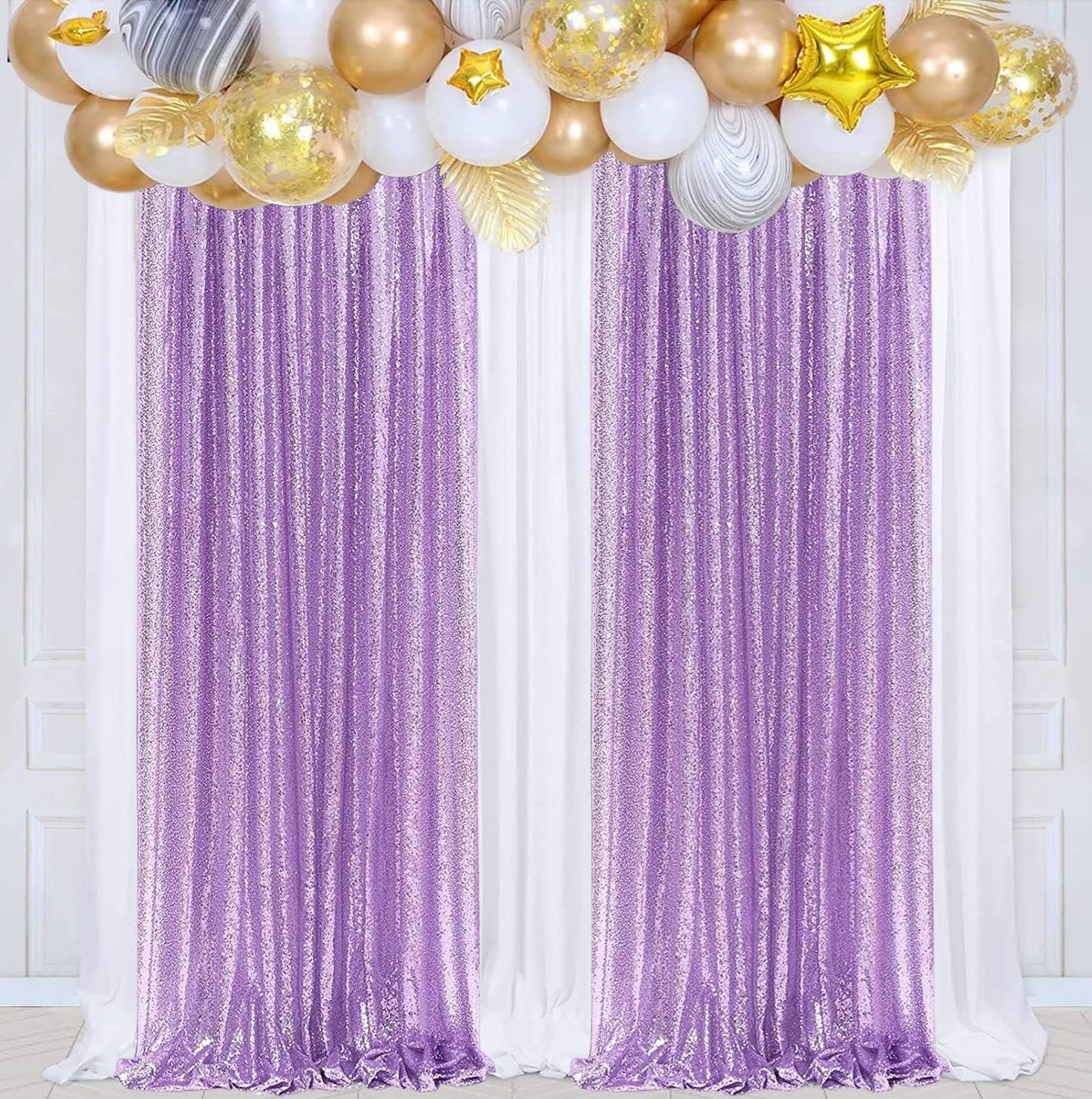 Poise3EHome Black Sequin Backdrop Curtains, 2 Panels 2FTx8FT Glitter Photo Booth Backdrop for Halloween Birthday Bachelorette Wednesday Twilight Party Decorations