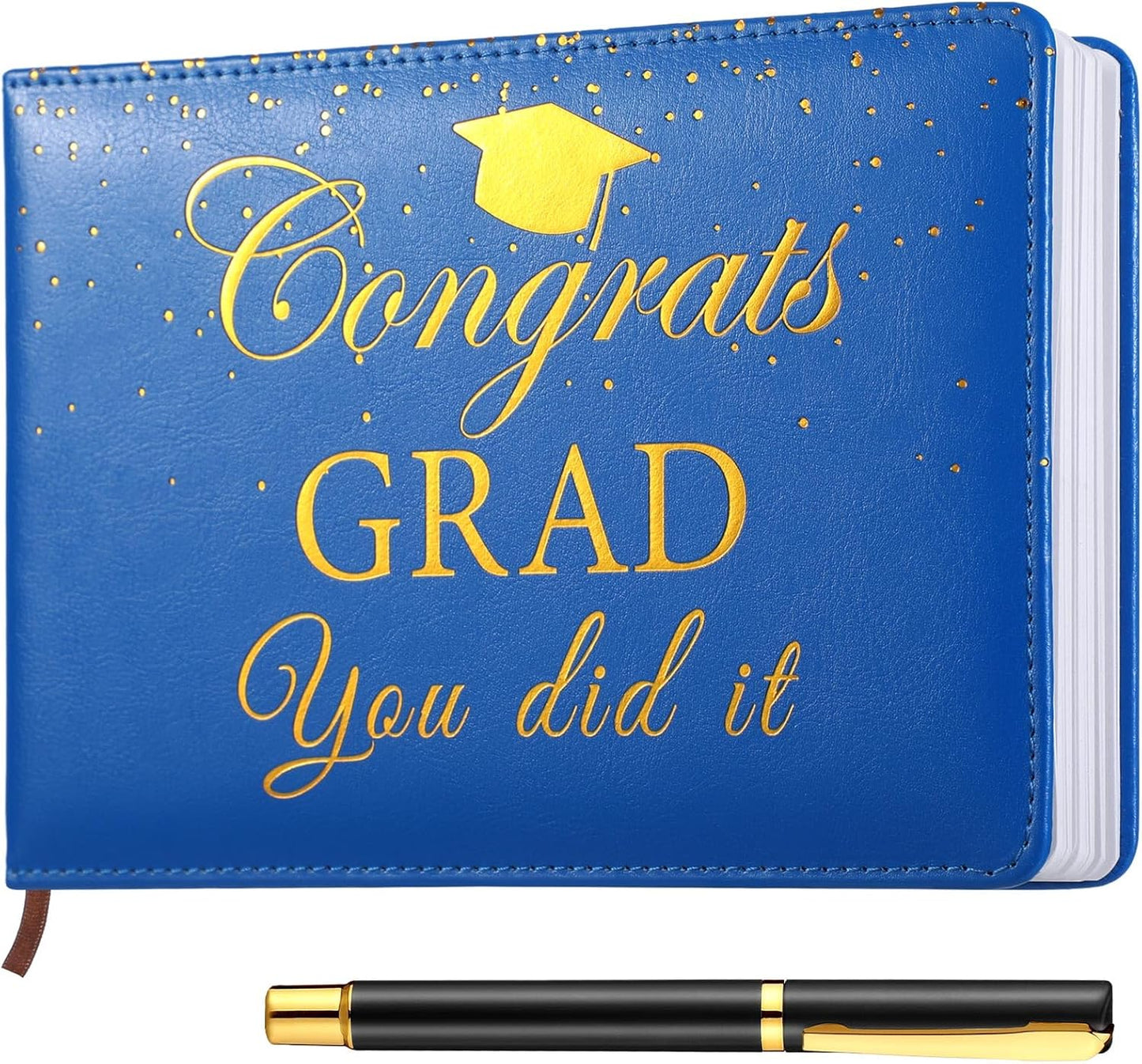 Frienda 2026 Graduation Guest Book Leather Guest Sign in Book with Pen Graduation Party Favors Congratulation Graduates Signature Books(Class of 2026,Black, Gold)