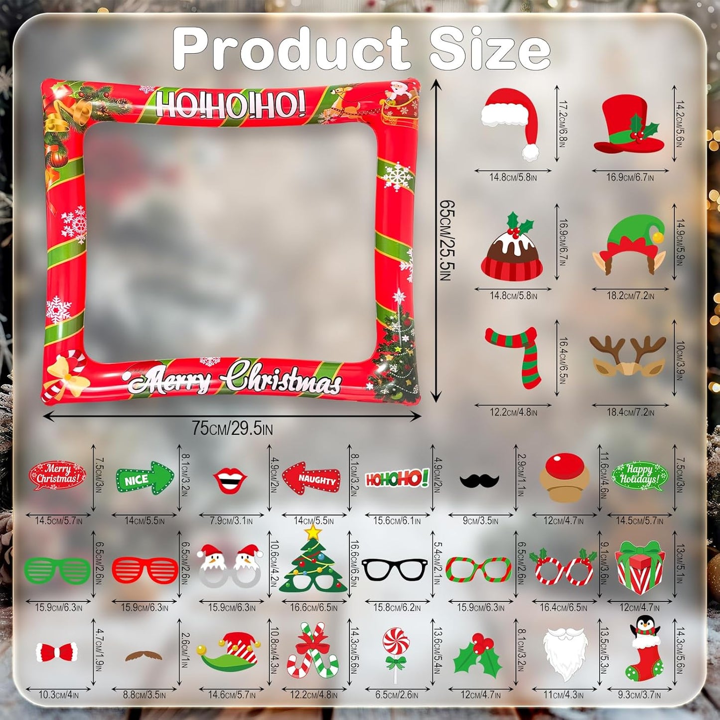 Hawaiian Photo Booth Props & Inflatable Frame, 30Pcs Luau Photobooth Props with Large Inflatable Inflatable Selfie Picture Frame for Summer Tropical Aloha Luau Party Selfie Supplies