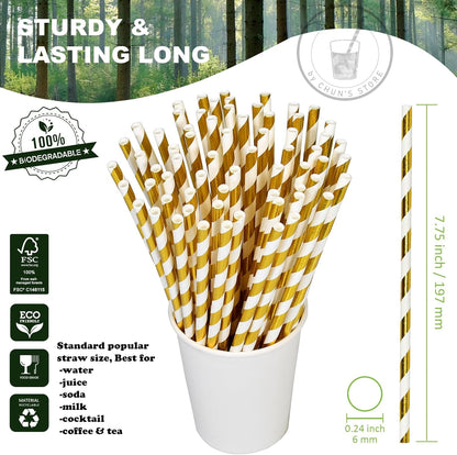 Black Paper Straws 1000 Count - 7.75" x 0.24", 100% Biodegradable & Compostable, Disposable Drinking Straws Bulk - Cocktail, Bars, Restaurants