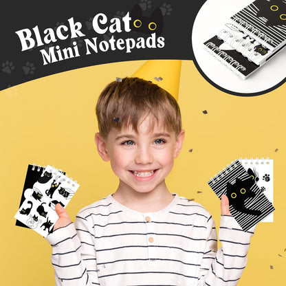 24Pcs Black Cat Mini Notepads Cute Cartoon Kitten Spiral Notebooks Funny Meme Pet Kitty Pocket Journals Memo Pads for Birthday Party Gift Goodie Bag Stuffers School Classroom Rewards, 8 Designs