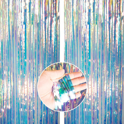 PartyWoo Silver Streamers 3pcs Tinsel Backdrop 8.2FT Metallic Tinsel Foil Fringe Streamer Curtains Party Photo Booth Backdrop for Graduation Baby Shower Bachelorette Wedding Disco Party Decorations