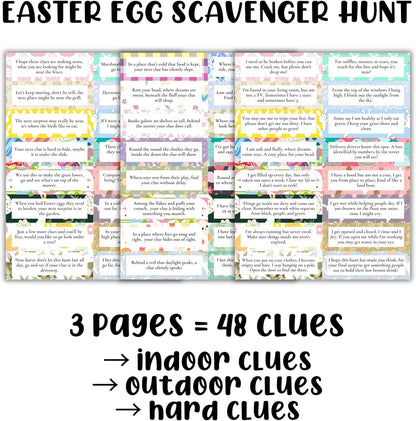 Easter Scavenger Hunt Add to Indoor Outdoor Plastic Eggs Hard 48 Clues Golden Egg Cut Out Yourself One Clue Leads to Next Neighborhood Family Game