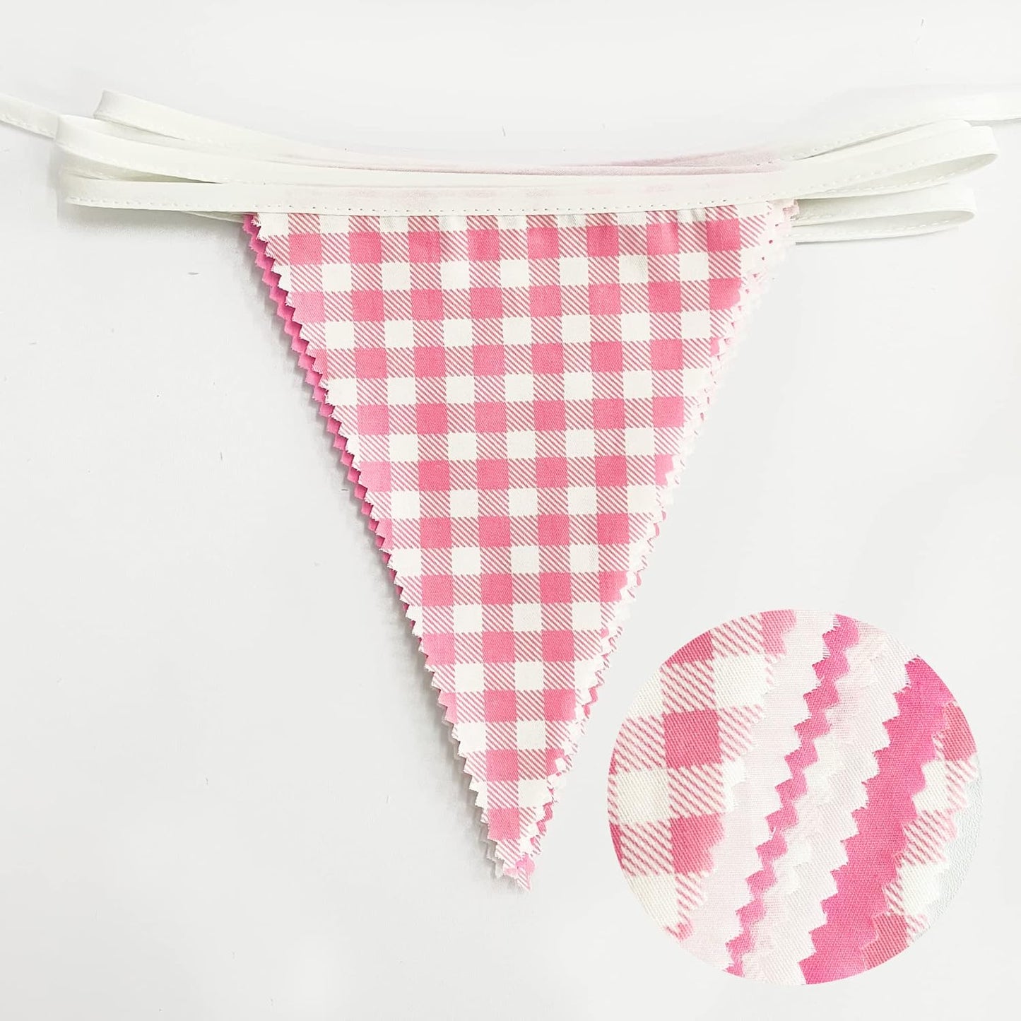 32Ft Dusty Blue Party Decorations Retro Blue Gingham Triangle Banner Flag Pennant Fabric Garland Streamers for Nautical Wedding Birthday Ahoy Achor Bridal Baby Shower Under The Sea Decor Supplies
