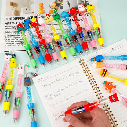 CZWZ 20Pcs Mini Multicolor Pens in One 4-in-1 Cute Pens Bulk for Kids, Fun Kawaii Ballpoint Pens for Birthdays and Children's Party Favors Gifts Teacher School Supplies