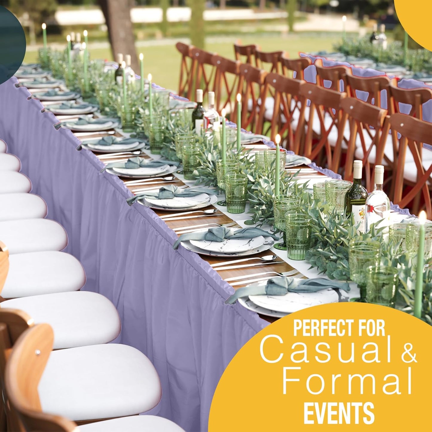 Exquisite Ruffle Table Skirt Black 6 Pack 14 Ft Long Table Skirts for Rectangle Tables 6ft Plus or Round Tables Skirts with Adhesive Strip for Gender Reveal Decor & Happy Birthday Parties