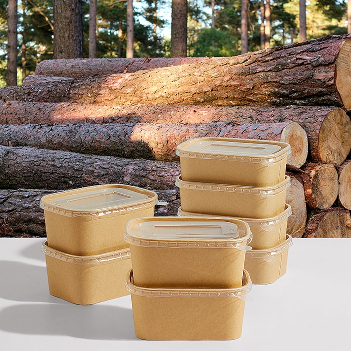 50-Pack 29oz Disposable Kraft Paper Bowls【with Lids and Forks】,Meal Prep Containers Disposable Togo Food Deli Containers for Restaurant Supplies Take Out Containers, Microwave Safe for Hot/Cold Food