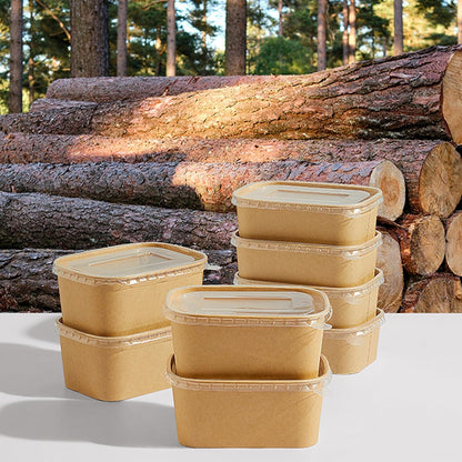 50-Pack 29oz Disposable Kraft Paper Bowls【with Lids and Forks】,Meal Prep Containers Disposable Togo Food Deli Containers for Restaurant Supplies Take Out Containers, Microwave Safe for Hot/Cold Food