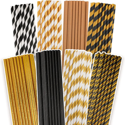 Pink Paper Straws 150pcs Disposable Straws Bulk (10 Pattern) qiqee